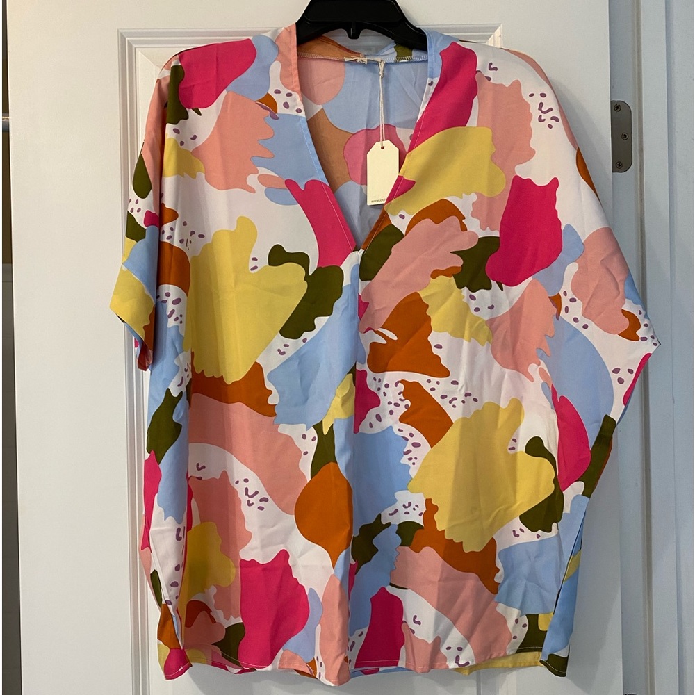 Pastel Printed V-neckline Top